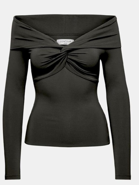 Aritzia Tops - Aritzia Babaton Contour Off The Shoulder Black Long Sleeve Top XXS 2XS Blouse